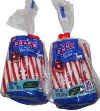 2 Pack Brachs Soft Peppermint Candy Stir Sticks 5oz ea Christmas Gluten+Fat Free