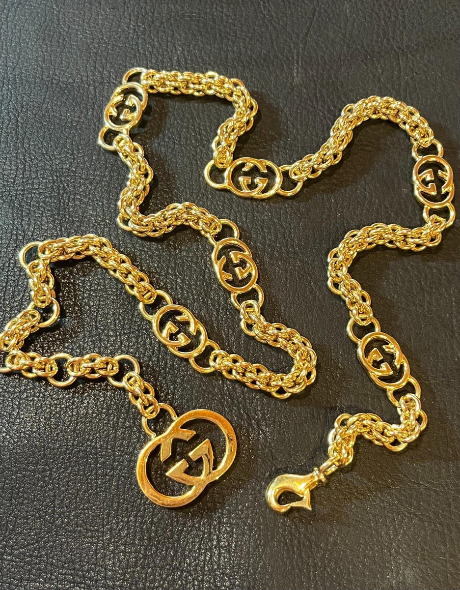 GUCCI VINTAGE 70s ロゴゴールドチェーンベルト ネックレス GUCCI BELT Chain AUTH Logo mark Vintage RARE Gold GG OLD GUCCI 70