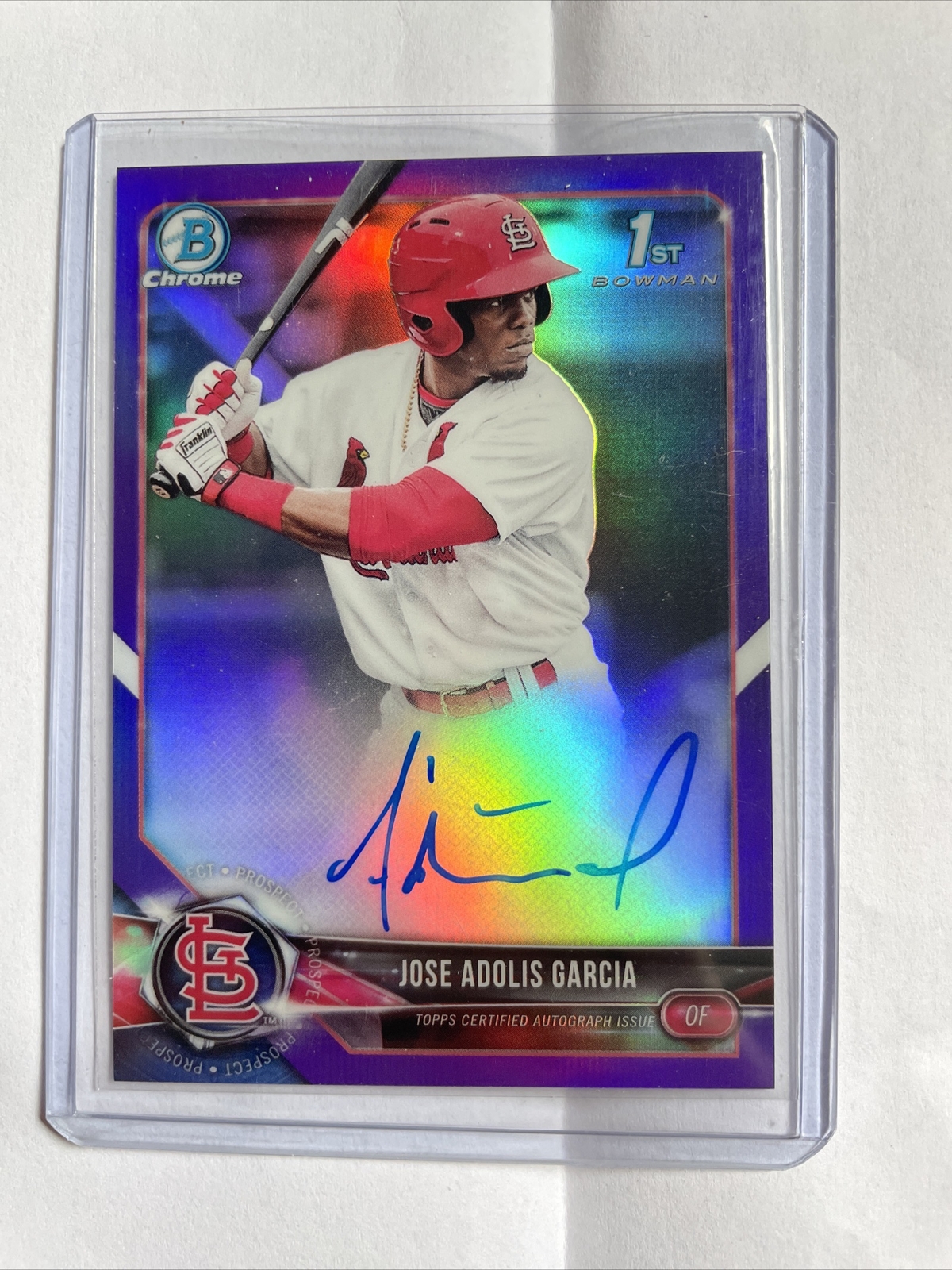 2018 BOWMAN CHROME JOSE ADOLIS GARCIA 1ST BOWMAN PURPLE Refractor AUTO 249/250