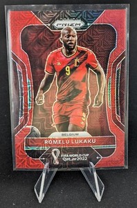 2022 Panini Prizm FIFA World Cup Romelu Lukaku Red Mojo /99 Belgium