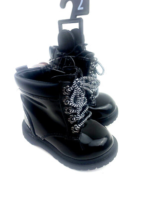 Baby Boots Girls Size 2 Black Laces Winter Shoes Children Kids Footwear Zipper