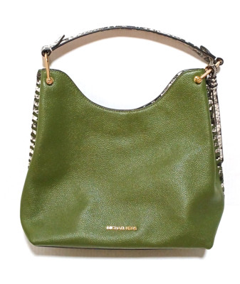 NWT $458 Michael Kors Joan Large Slouchy Shoulder Bag 35S1GV9L3E - Evergreen/Snk