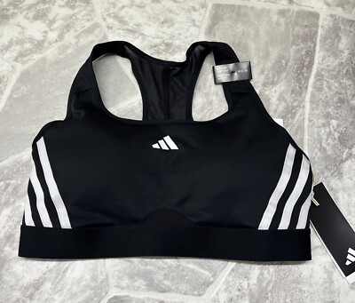 ADIDAS Women's Medium Support 3 Stripes Athletic Bra Size Small (C/D)