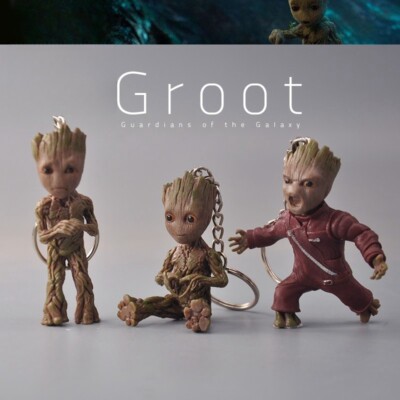 Baby Groot Key Chain Guardians of The Galaxy Vol 2 Alloy Keyring Figure Pendant