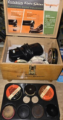RONSON Roto-Shine Magnetic (SHOE SHINE BOX FULLY LOADED WITH WAX