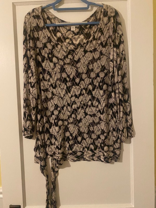 COLDWATER CREEK Misses Size L (14) Long Sleeve Pullover Top Banded Tie Hemline