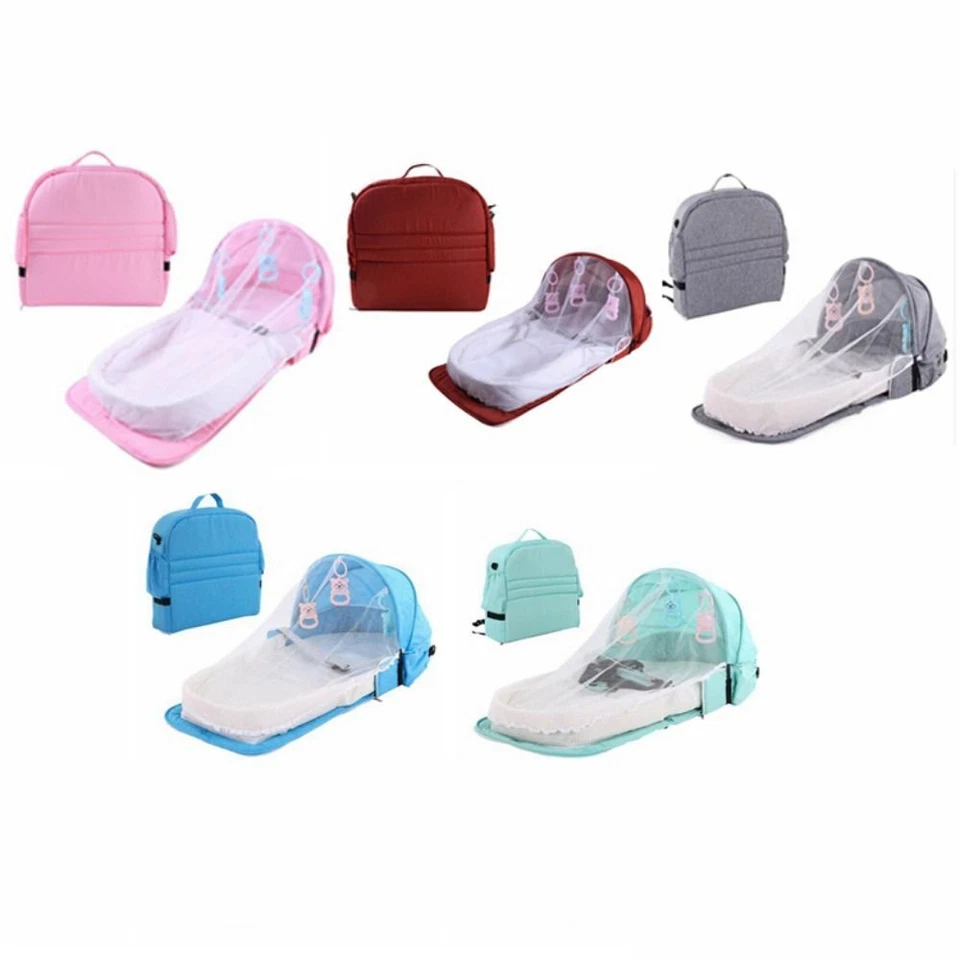 Cama plegable portátil de viaje para dormir infantil con mosquiteros almohadilla para pañales Foto 2 de 4