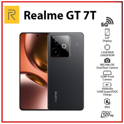 Realme GT 7T 5G 12GB+256GB BLACK Dual SIM Unlocked Global Android Mobile Phone