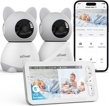 ieGeek 2K HD Baby Monitor with 2 Camera, 5" Split-Screen Video Baby Monitor