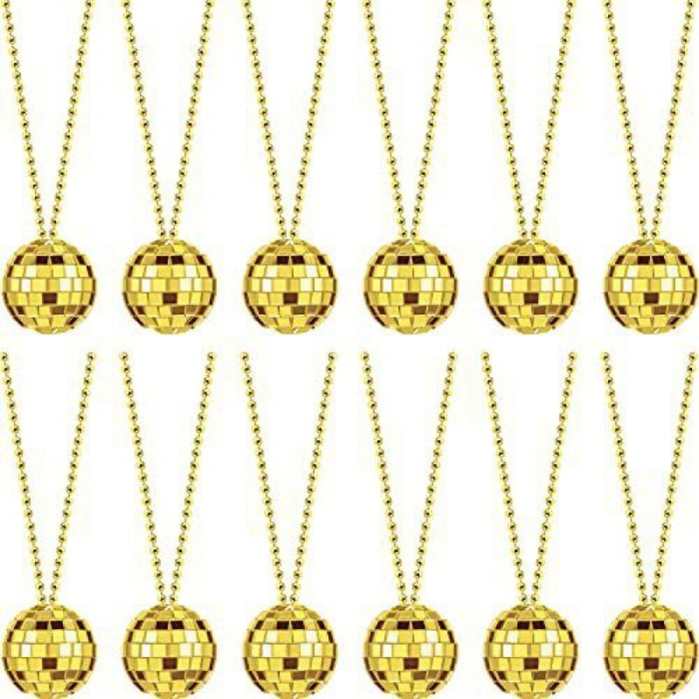 5pcs 70s 80s 90s Disco Balls Necklaces Silver Mirror Balls Necklace