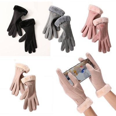 Winter Touch Screen Plush Ridding Gloves Ski Mittens Women Gloves Full Finger