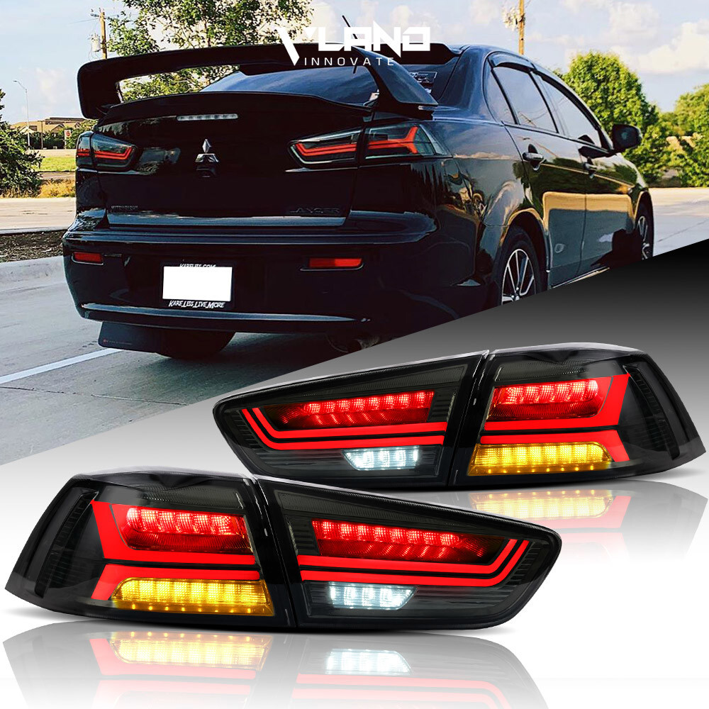 Audi Look LED Tail Lights For Mitsubishi Lancer EVO 0817 Smoked Rear