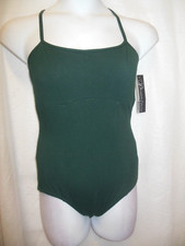 p104 body wrappers leotard dark green cotton spandex Ladies Tall cross back