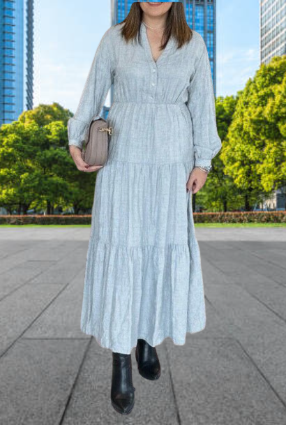 NWT ZARA ZW COLLECTION EMBROIDERED TIERED GRAY DRESS sz M | eBay
