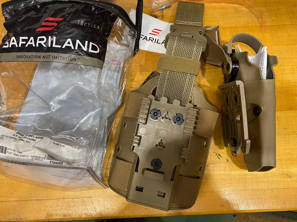 Safariland Beretta 92 M9 92FS Level 3 ALS SLS Tactical Holster Drop Leg TAN QLS - Image 2 of 4