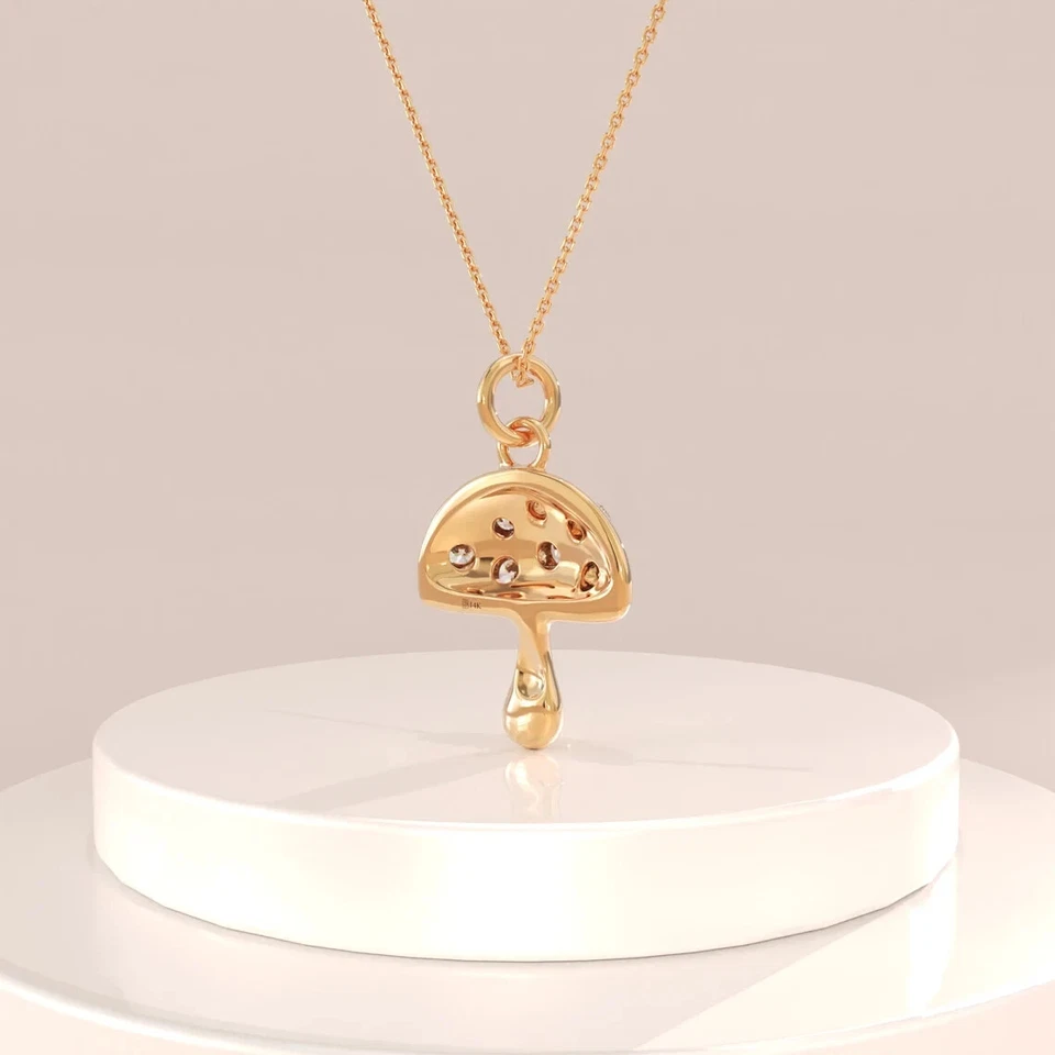 Colgante de setas de diamantes simulados de corte redondo de 1,50 quilates enchapado en oro amarillo de 14 k Foto 4 de 4