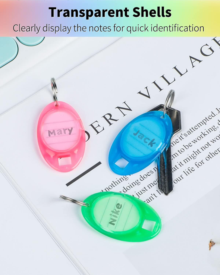 24 Pack Oval Key Tags Colorful Tough Plastic Key Chain Tags with Ruled Paper Lab eBay