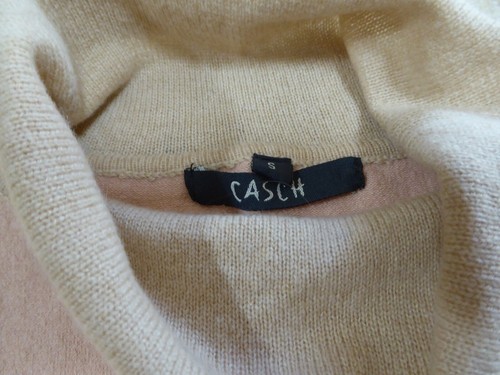 Casch Vintage 90s Turtleneck Knit Tank Top Ramie Cashmere Blend Pink Beigh Small - Picture 4 of 10