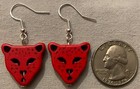 DK RED DYED HOWLITE LEOPARD CAT FACE BEAD EARRINGS w/SS Ear Wires CHEETAH JAGUAR — photo 2