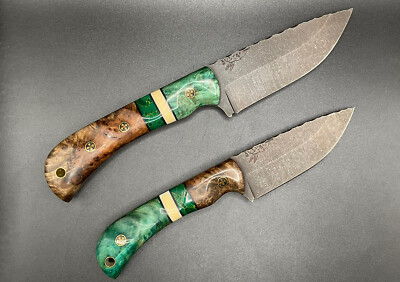 Half Face Blades Cavner & Cav Jr Burlwood, Arizona Jade, Mosaic Pins, Old Logo