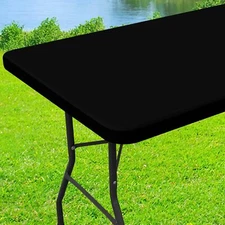 Spandex Picnic Table Cloth, Elastic Fitted 6Ft - 30*72 inch, Black 