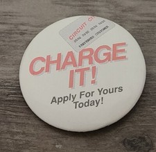 Vintage Circuit City Electronics Store Pinback Button - Charge It! Credit Card