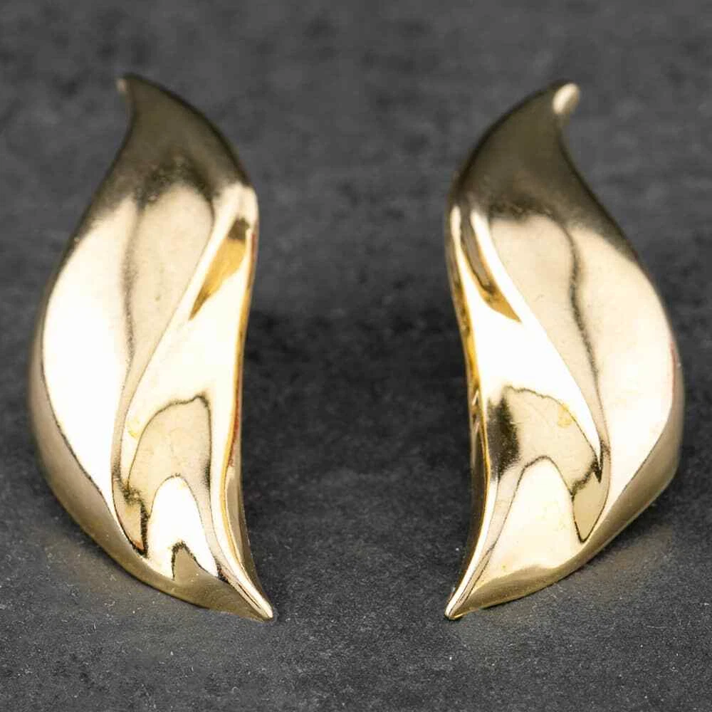 Second Hand 9ct Yellow Gold Leaf Stud Earrings 4117951 eBay