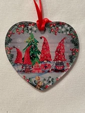 NEW Acrylic Santa Claus Gnomes Heart Shape Christmas Tree Hanging Ornament Decor