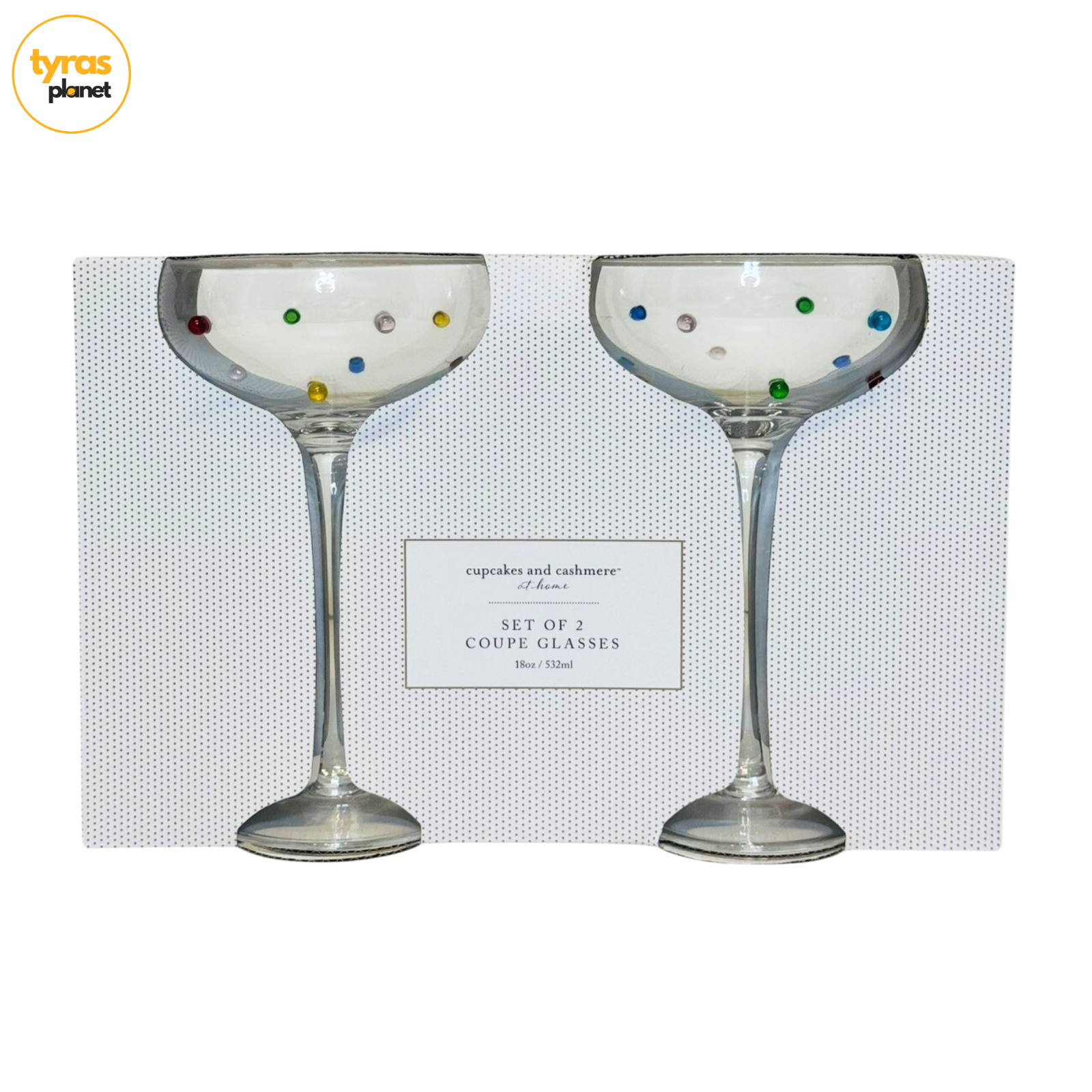 Cupcakes & Cashmere Martini Margarita Champagne Glass 3D Beaded Set of 2