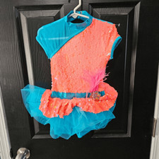 Weissman NWOT child small dance costume peach blue jazz solo