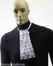 WHITE LACE JABOT COLLAR COLONIAL / 60s ADULT HALLOWEEN COSTUME ACCESSORY