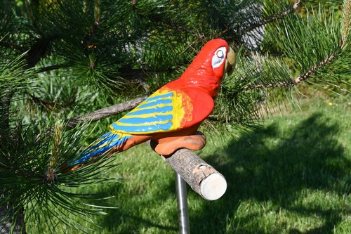Keramik Gartenstecker Dekoration Statue Papagei Vogel H15cm Midene Handgefertigt - Bild 8 von 13