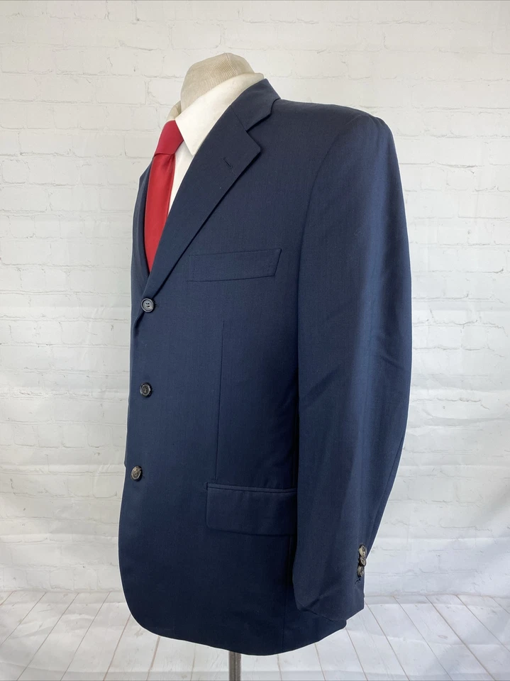 HUGO BOSS Italy Men's Navy Blue Super 120 Wool Blazer 42R $2,495 - Image 3 of 4