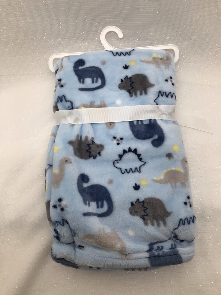 Dreamgro Boys Blue Gray Dinosaur Baby Blanket Security Lovey Plush