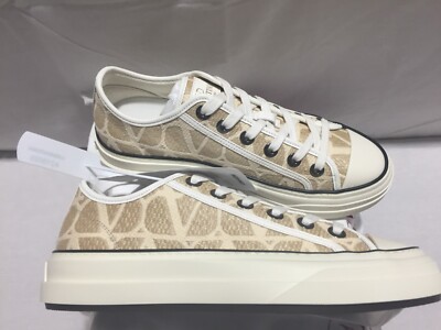 VALENTINO GARAVANI Toile Iconographe Woven Sneakers Natural