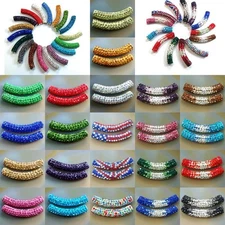 2Pcs Curved Tube Czech Crystal Rhinestones Pave Bracelet Connector Charm Beads