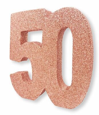 Brillo Oro Rosa Decoración de Mesa 50 años 8/" X 8/" 50th para dama Fiesta de Cumpleaños