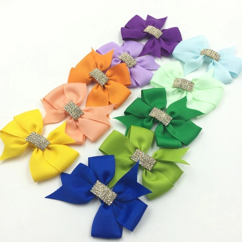 120pcs 3" Handmade Grosgrain Bows+Crown Buttons Ribbon Boutique Hair Bow NO Clip - Image 3 of 3