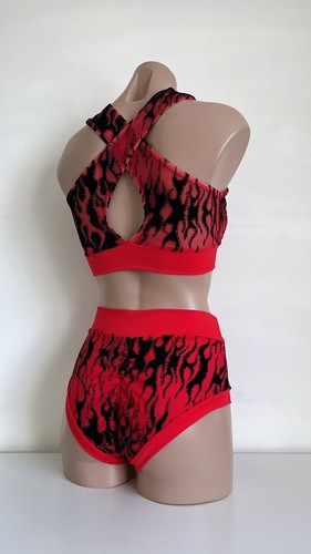 Schminke Llamas fuego poste baile malla UV etéreo neón corte superior e inferior - Imagen 42 de 46
