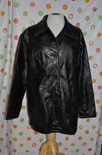 Haband Tudor Court Women`s Xl Black Patchwork Soft Leather Car Coat