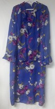 Women's 2 Piece Dress and Cover up Outfit Blue Floral size 20W Studio C