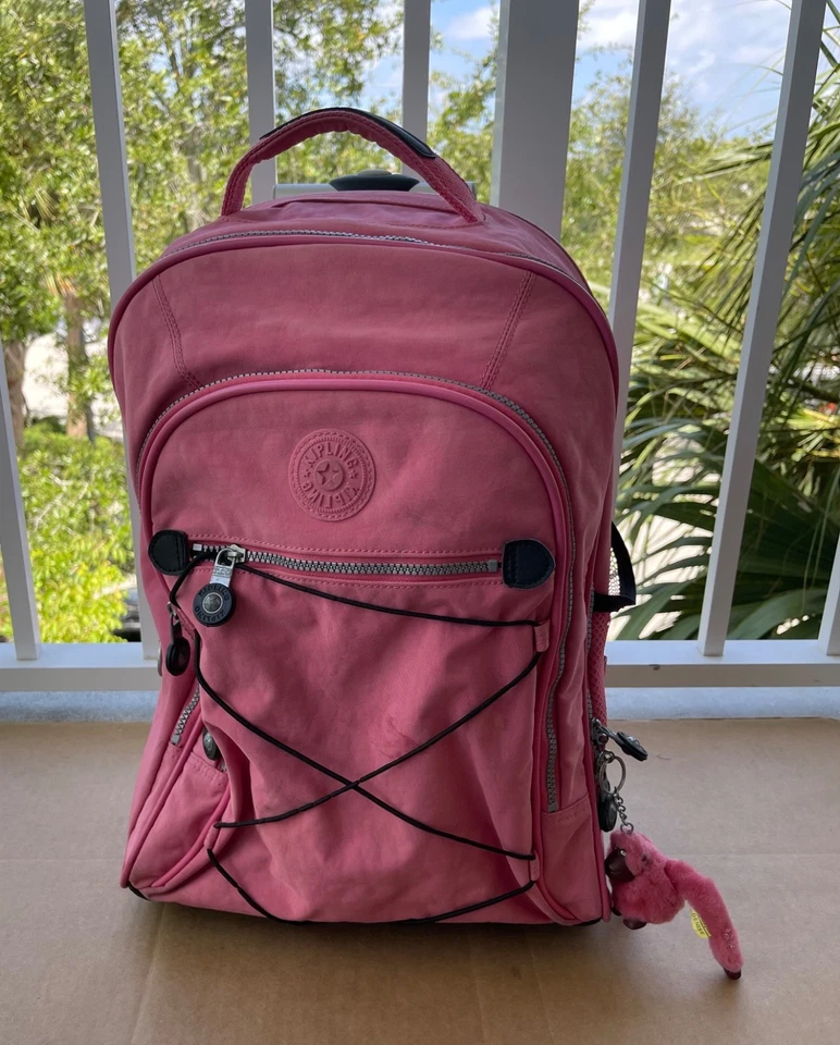 Kipling Sausalito Convertible Backpack Wheeled Luggage Rolling Carry-On Bag Pink - Image 2 of 4