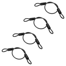 4 Pcs 3/16" Dia 2 ft (20") Vinyl Coated Stainless Steel Cable with Loops, Black