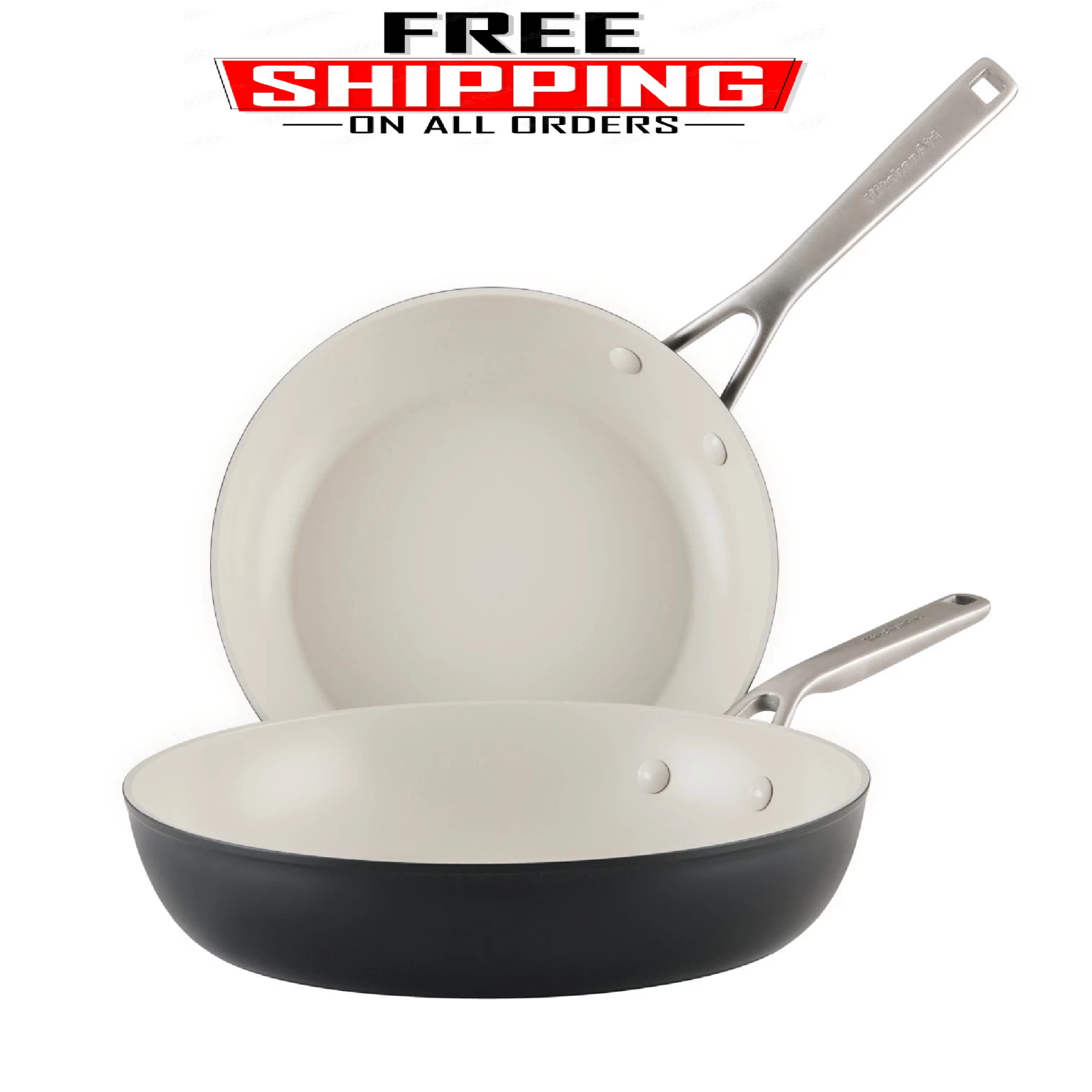 KitchenAid 2-Piece Hard Anodized Ceramic Nonstick Fry Pan Set-image