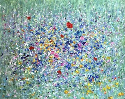 Blumenstrauß Original Blumengemälde auf Leinwand Tafel signiert von Julie Forster
