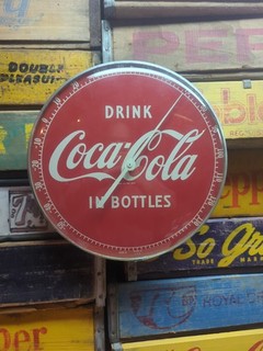 Vintage Coca Cola Round Glass Front 12" Soda Thermometer
