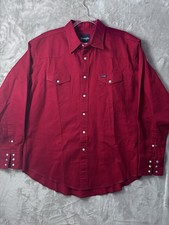 Wrangler Western Pearl Snap Shirt Men s XL Red Cowboy Rodeo Long Sleeve