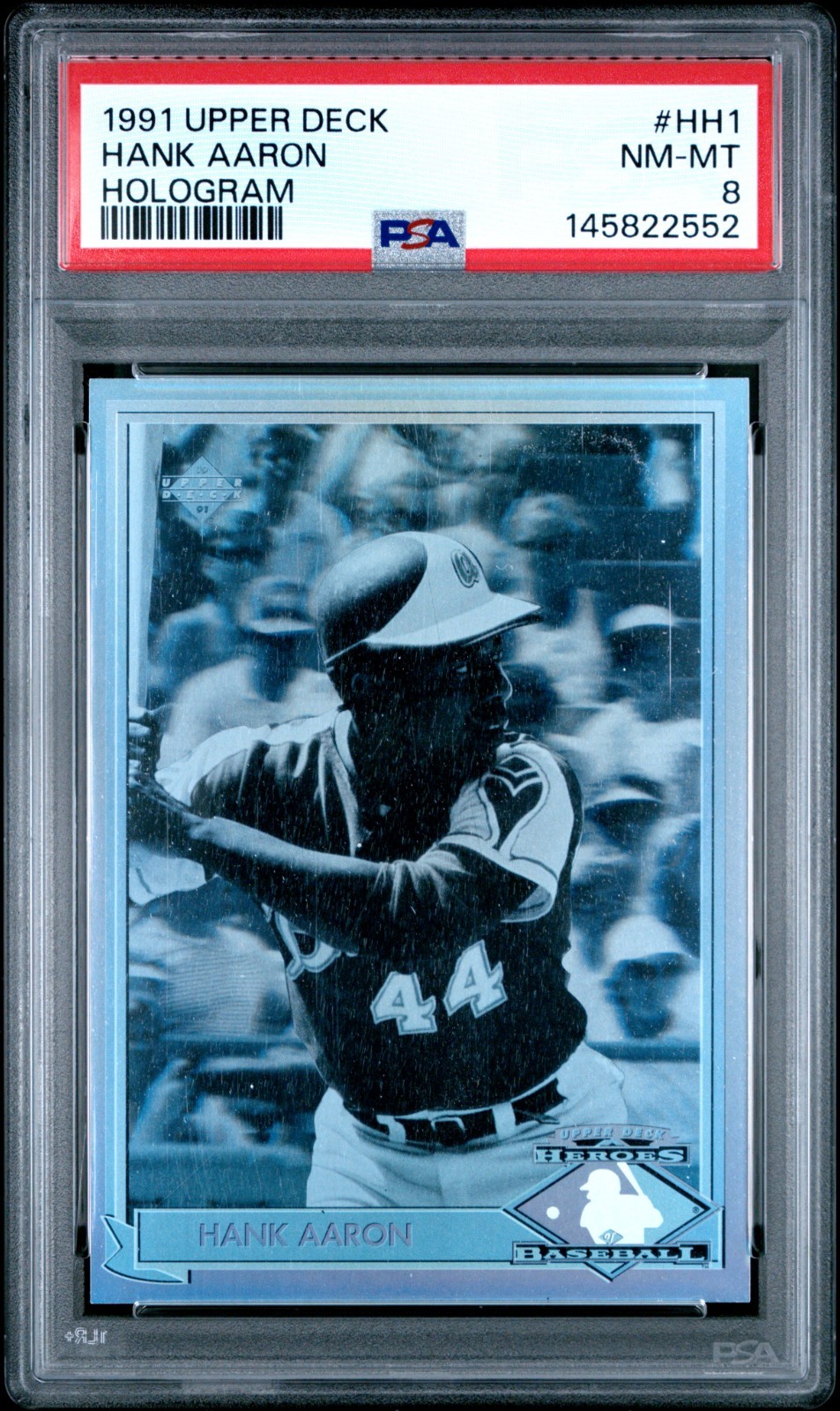 Hank Aaron 1991 Upper Deck Hologram PSA NM-MT 8 L@@K view 1