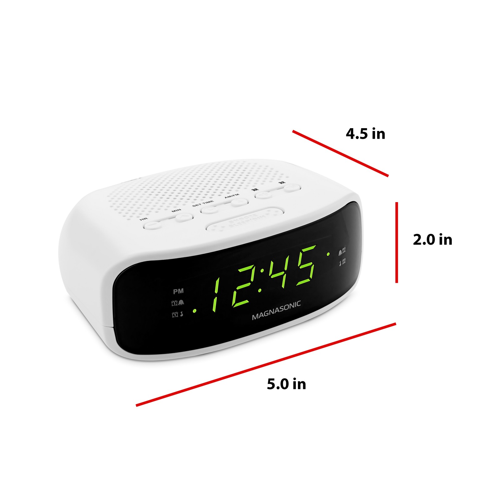 Magnasonic Digital AM/FM Clock Radio with Battery Backup, Dual Alarm ...