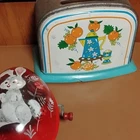 Mattel Tin Wind-Up Musical Toy Rabbit & Vintage Toaster 1951